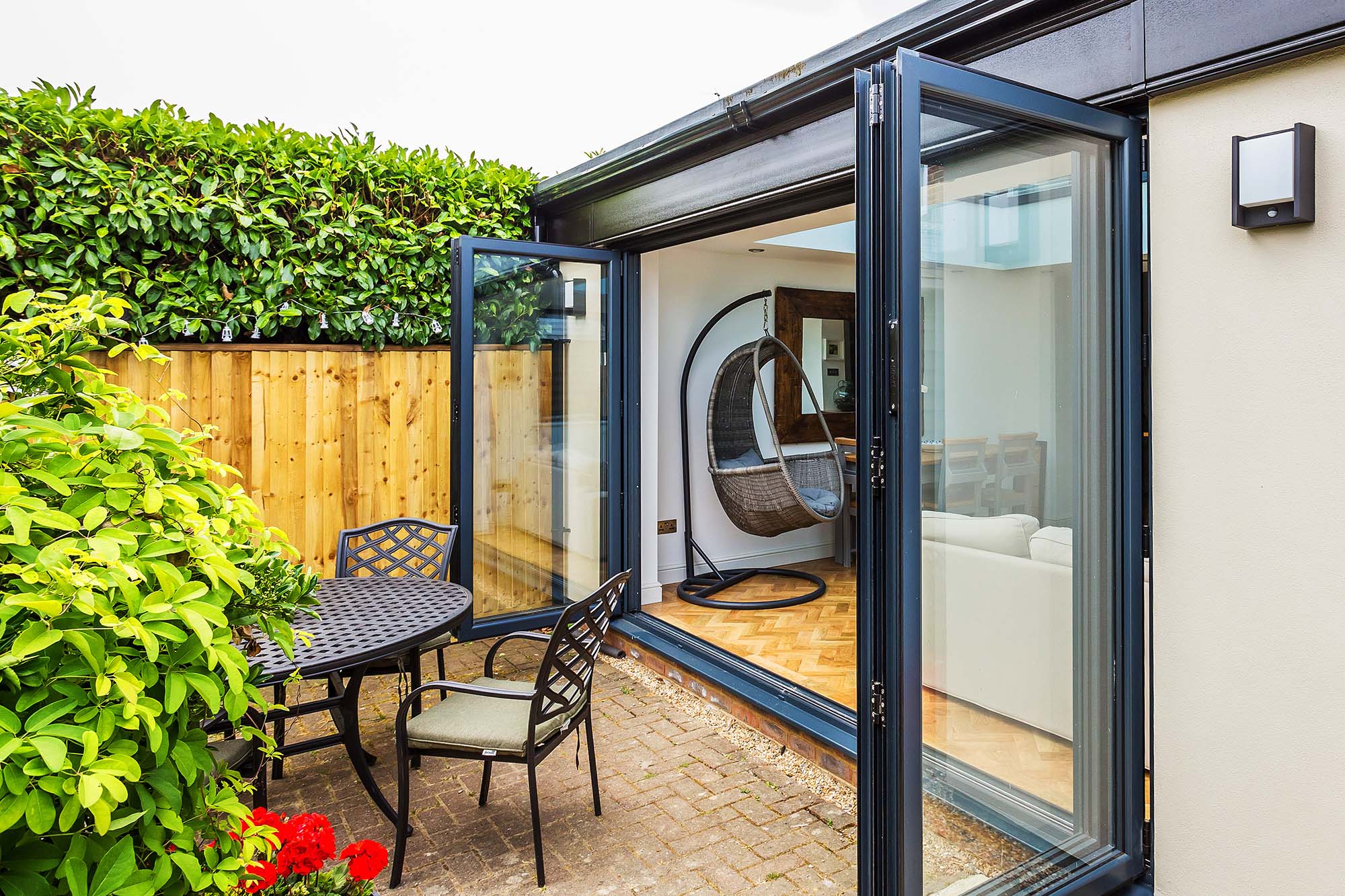 conservatory with bi-fold doors